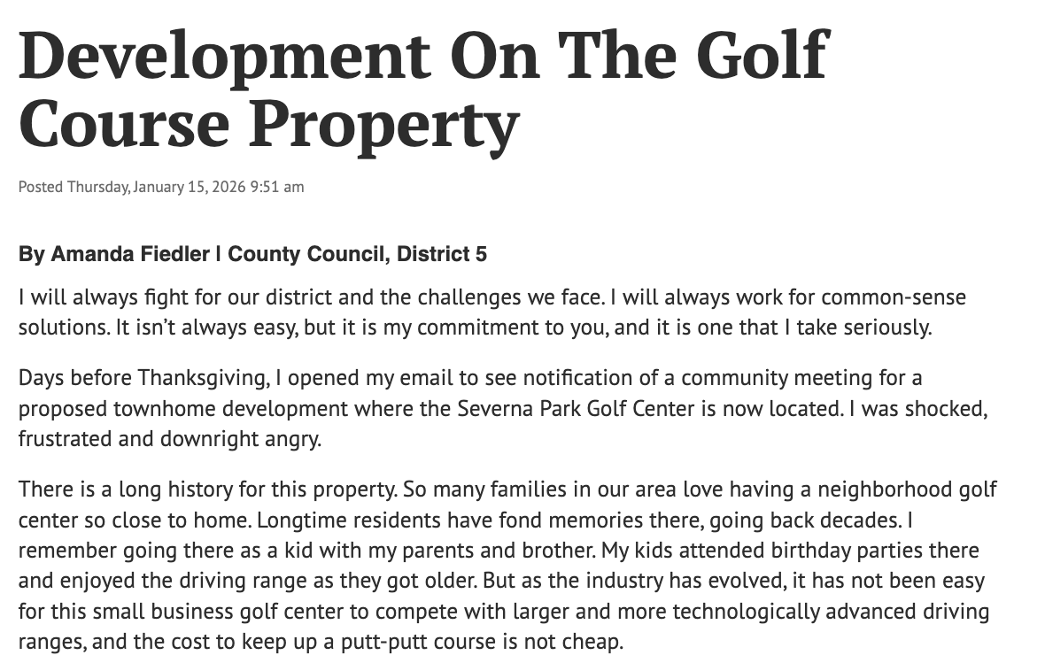 Development On The Golf Course Property - 01/15/2026