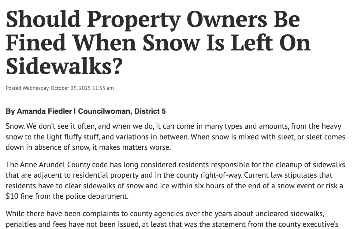 Should Property Owners Be Fined When Snow Is Left On Sidewalks? - 10/29/2025
