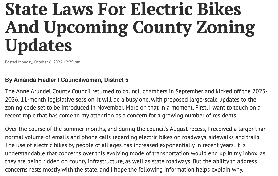 State Laws For Electric Bikes And Upcoming County Zoning Updates - 10/06/2025